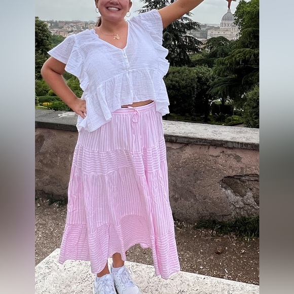 American Eagle Outfitters Pink Striped Maxi Skirt - Picture 2 of 4